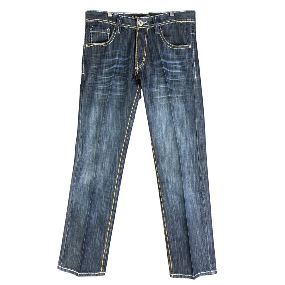 Southpole Premium Arc Stitch Pockets Y2K Hip Hop Denim Jean‎ Pants Blue Mens 34